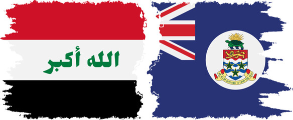 Cayman Islands and Iraq grunge flags connection vector