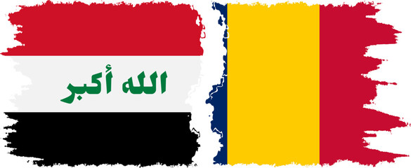 Chad and Iraq grunge flags connection vector