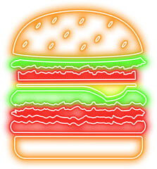 Burger Neon Line Icon