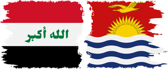 Kiribati and Iraq grunge flags connection vector