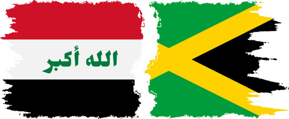 Jamaica and Iraq grunge flags connection vector