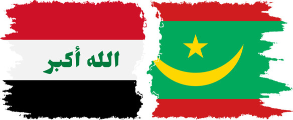 Mauritania and Iraq grunge flags connection vector