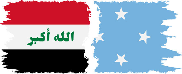 Federated States of Micronesia and Iraq grunge flags connection v