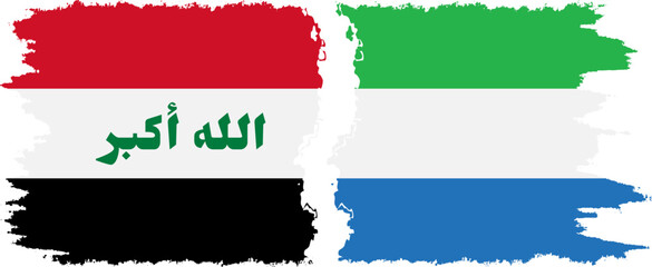 Sierra Leone and Iraq grunge flags connection vector