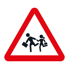 DANGER TRAFFIC SIGNS OF SPAIN, P-21 - School Crossing -  SVG