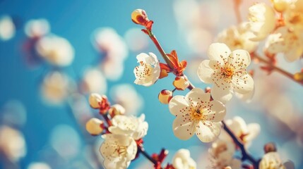 A bunch of white flowers growing on a tree branch