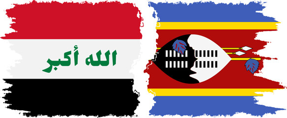 eSwatini and Iraq grunge flags connection vector