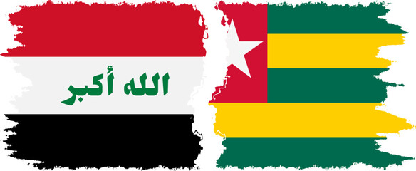 Togolese Republic and Iraq grunge flags connection vector