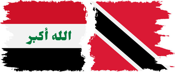 Trinidad and Tobago and Iraq grunge flags connection vector
