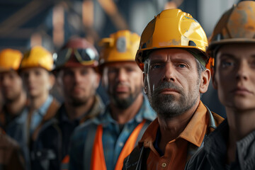 Various industry sectors with dedicated workers, showcasing diverse environments from factories to construction sites and technology hubs.

