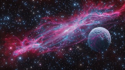 Space nebula, 3D rendering, spherical panorama  