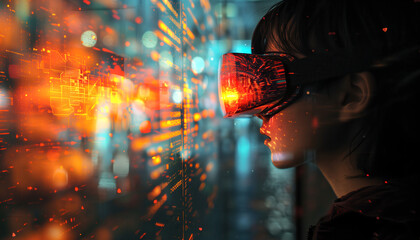 Futuristic VR Experience: Immersive Digital Reality and Virtual Technology