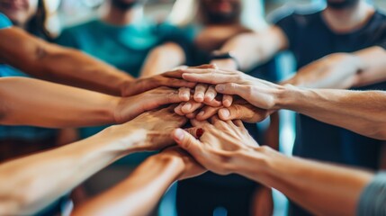 The group joining hands