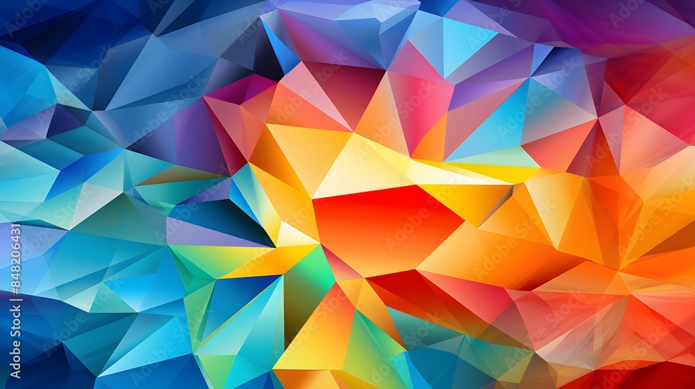 Aufkleber colorful geometric pattern featuring tessellated polygons in a vibrant palette of rainbow hues creat
