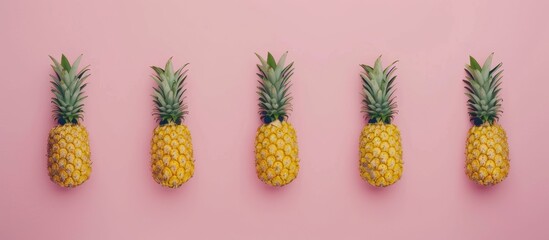 Creative flat lay arrangement featuring pineapples, conveying a food concept.