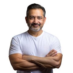 Confident senior man with arms crossed on a transparent background