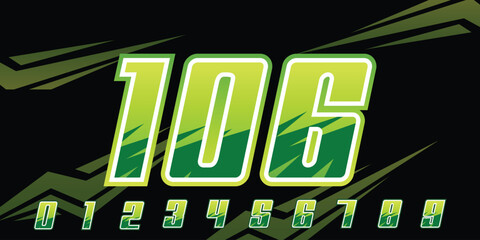 racing number 106 logo design, with gradient light green for racing, motorsport and racing jerseys
