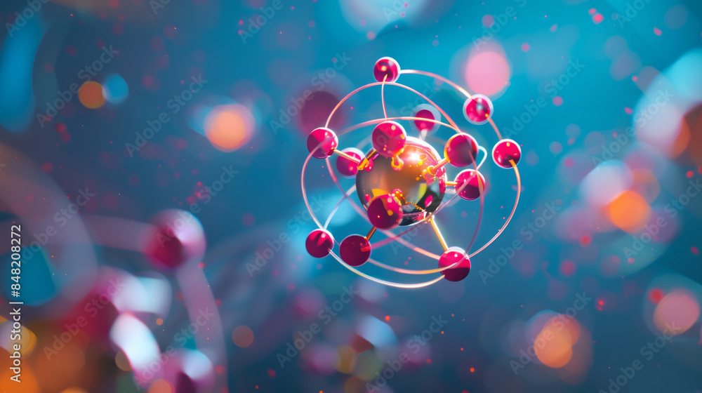 Aufkleber A colorful, abstract image of a molecule with a red nucleus