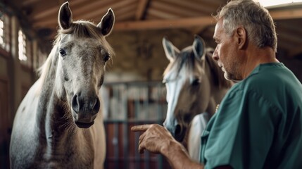 The veterinarian with horses