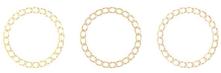 Vector illustration of chain pattern set of braided ropes in black and white color