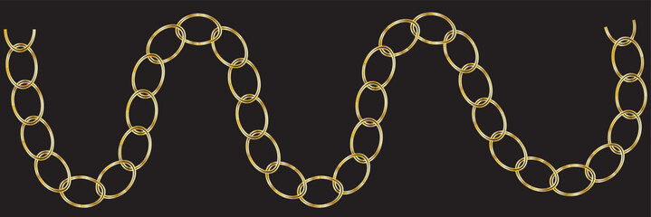 Vector illustration of chain pattern set of braided ropes in black and white color