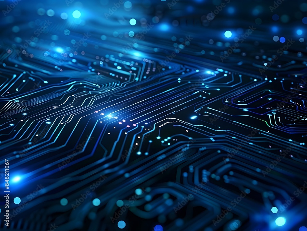 Poster captivating digital technology background with luminous circuit board patterns and glowing effects