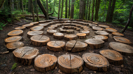 Artist creates stunning large-scale land art in a lush forest setting