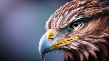 Obraz premium A close up of a bird with yellow eyes and blue feathers, AI