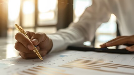 The hand holding pen