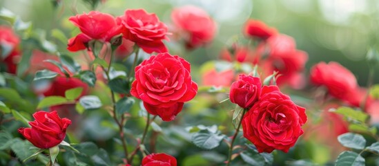 Background of red roses in nature