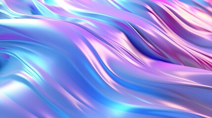 3D abstract futuristic colorful holographic wave background. Liquid shape smooth metallic texture curve wallpaper