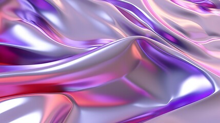 3D abstract futuristic colorful holographic wave background. Liquid shape smooth metallic texture curve wallpaper