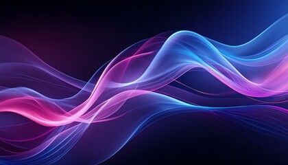Naklejka premium Intricately flowing pink blue purple waves on black background. Smooth curvy shape fluid background. Transparent smooth wave. Colored smoke whiffs and swirls