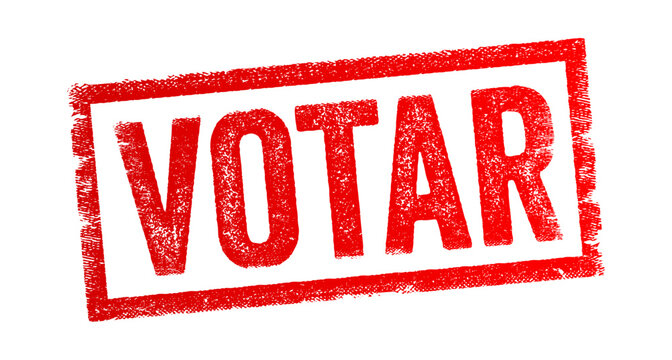 Votar is Spanish,Catalan,Galician word for Vote in English - a formal expression of one's choice or opinion in a decision-making process, typically through a ballot or other voting mechanism, stamp