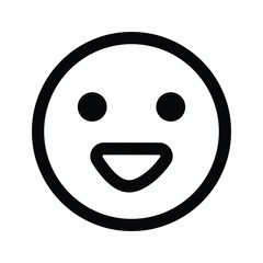 Fototapeta premium Smile emoji icon. Happy face smile icon vector illustration. Black happy face symbol on white background. Face emoticon sign. 