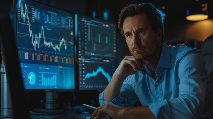 Fototapeta premium A man analyzing stock data