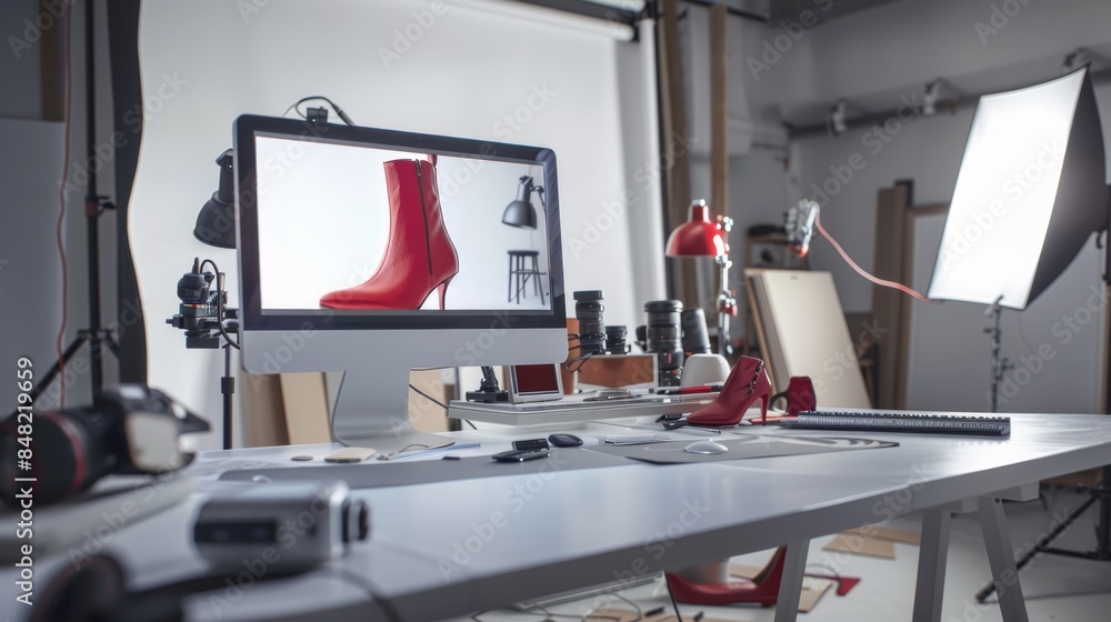 Poster the stylish red boot display