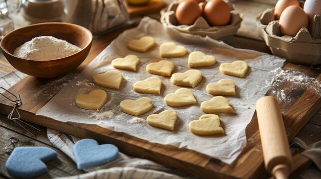 Heart-Shaped Cookie Dough Preparation
