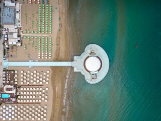 Aerial view of the sea and the velvet beach of Senigallia in the province of Ancona Marche