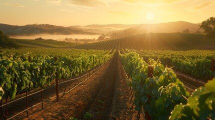 Fototapeta premium The Vineyard at Sunrise