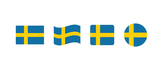 Vector Sweden flag. Set of Sweden Flags Collection. 
