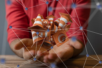 Website in under construction banner flat