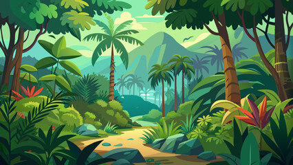 lush jungle vector illustration