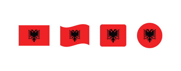 Vector Albania flag. Set of Albania Flags Collection. 
