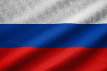 Digital illustration of the Russian Federation flag fluttering in the wind