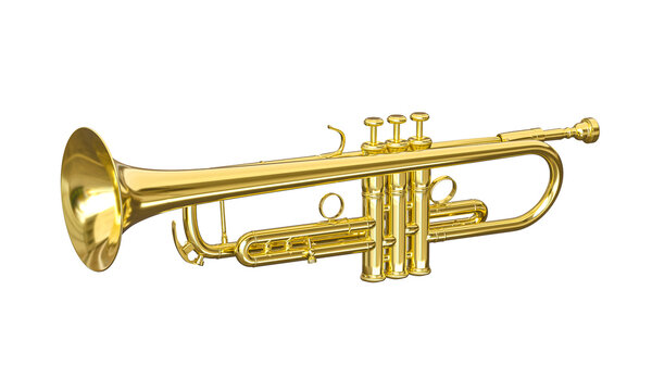 Golden trumpet on transparent background