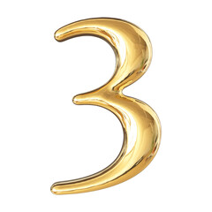 Fototapeta premium Gold 3D Number 3