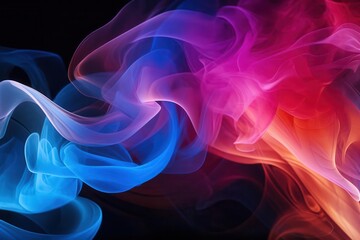 Fototapeta premium Abstract smoke swirls in various colors, close up, ephemeral beauty, whimsical, composite, dark studio backdrop