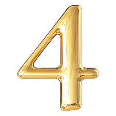 Gold 3D Number 4