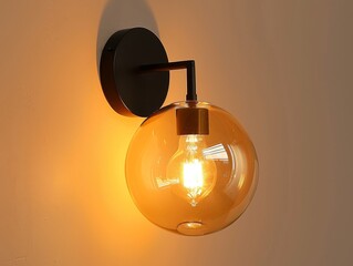 Contemporary round glass ball LED wall lamp, interior design, modern lighting fixture